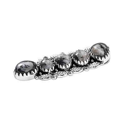 D'Joy Artisan Crafted White Buffalo 6.80 ctw Leaf Pendant without Chain in Black Oxidized Sterling Silver
