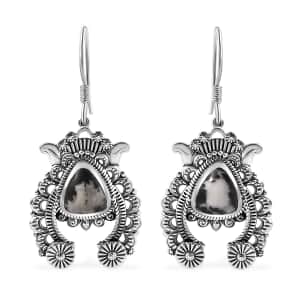 Artisan Crafted White Buffalo 6.15 ctw Squash Blossom Earrings in Black Oxidized Sterling Silver