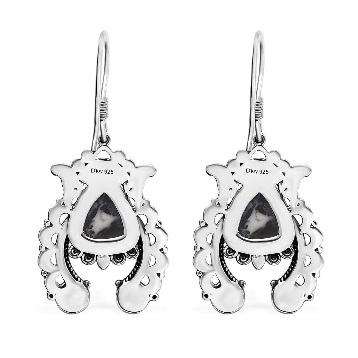 Artisan Crafted White Buffalo 6.15 ctw Squash Blossom Earrings in Black Oxidized Sterling Silver image number 3