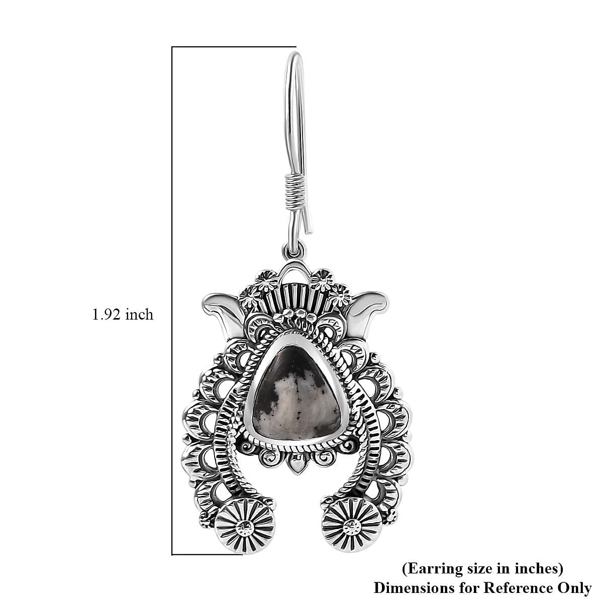 D'Joy Artisan Crafted White Buffalo 6.15 ctw Squash Blossom Earrings in Black Oxidized Sterling Silver