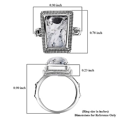 D'Joy Artisan Crafted White Buffalo 7.70 ctw Floral Ring in Black Oxidized Sterling Silver (Size 10.0)