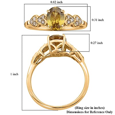 Certified & Appraised Luxoro AAA Sava Sphene and G-H I2 Diamond 1.70 ctw Ring in 14K Yellow Gold (Size 12.0)