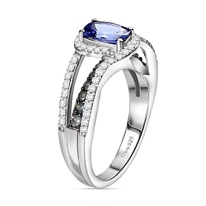 TLV Tanzanite, Multi Gemstone Ring in Rhodium Over Sterling Silver (Size 5.0) 1.70 ctw