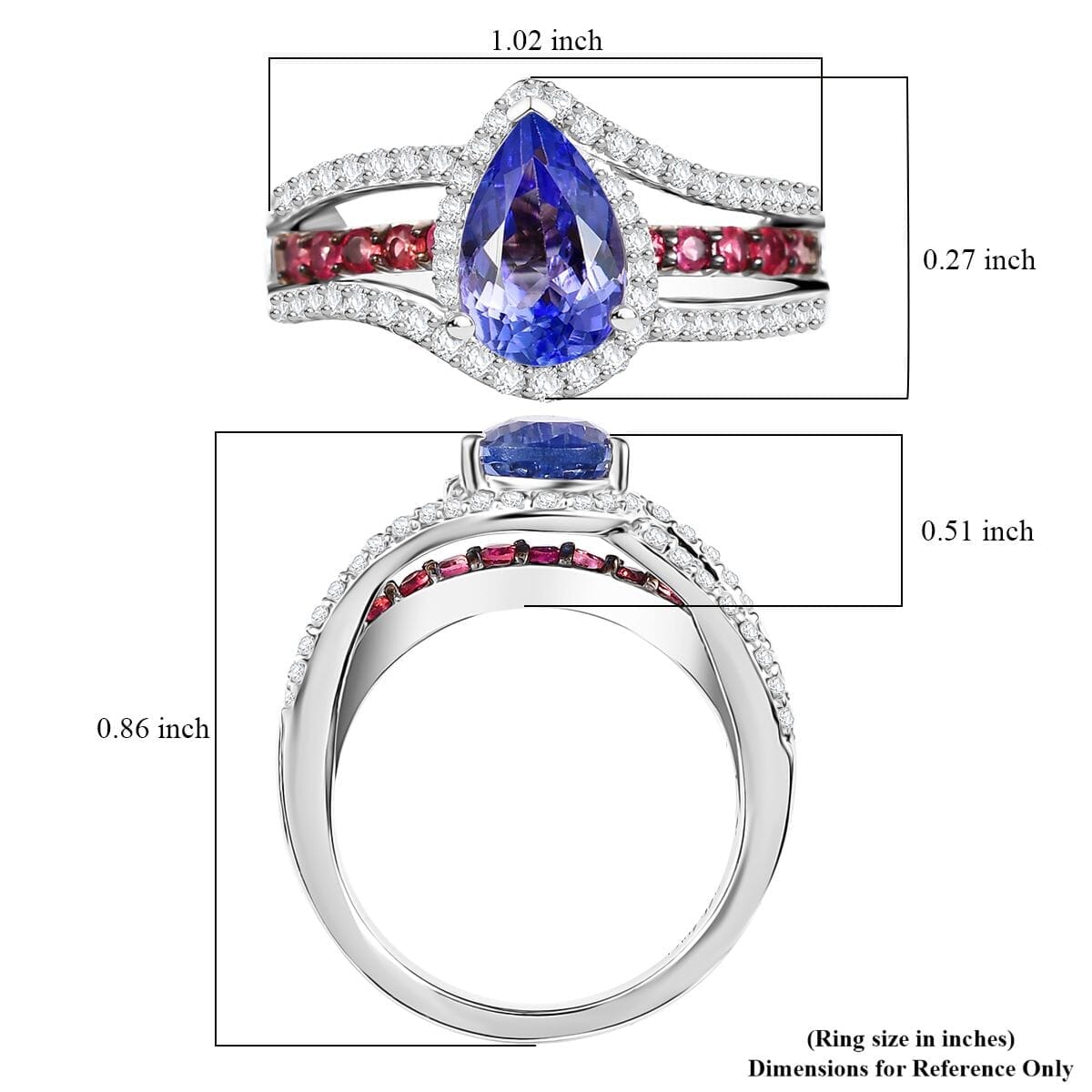 TLV Tanzanite, Multi Gemstone Ring in Rhodium Over Sterling Silver (Size 5.0) 2.00 ctw image number 5