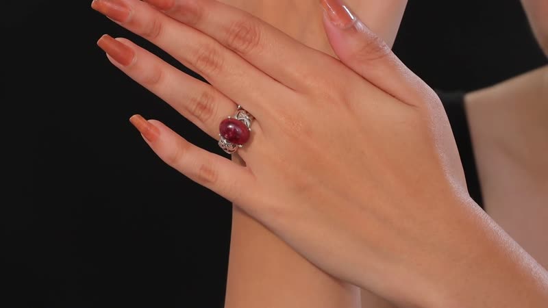Norwegian Thulite 8.50 ctw Solitaire Ring in Rhodium Over Sterling Silver