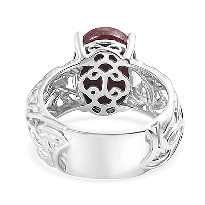 D'Joy Norwegian Thulite 8.50 ctw Solitaire Ring in Rhodium Over Sterling Silver (Size 10.0)