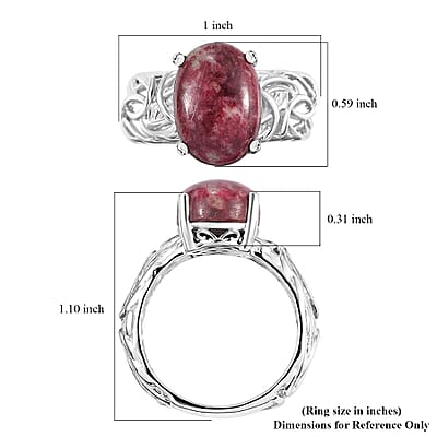 D'Joy Norwegian Thulite 8.50 ctw Solitaire Ring in Rhodium Over Sterling Silver (Size 10.0)