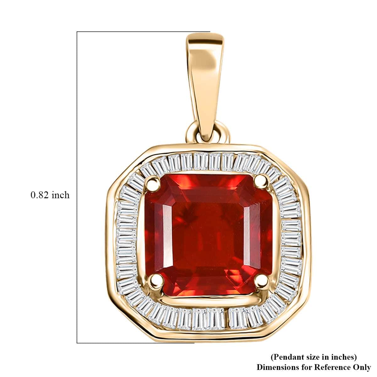 Doorbuster Luxoro Premium Crimson Fire Opal and Diamond 1.85 ctw Halo Pendant in 10K Yellow Gold image number 5