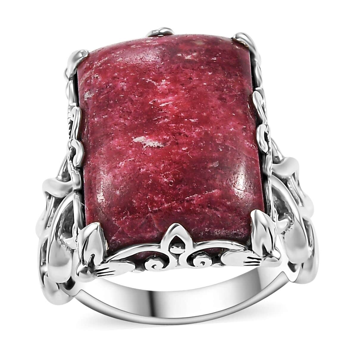 Premium Norwegian Thulite 19.10 ctw Branch Ring in Black Oxidized Sterling Silver (Size 10.0) image number 0