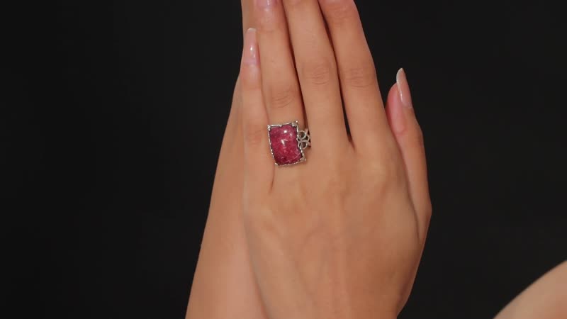 Premium Norwegian Thulite Ring in Black Oxidized Sterling Silver (Size 10.0) 19.10 ctw