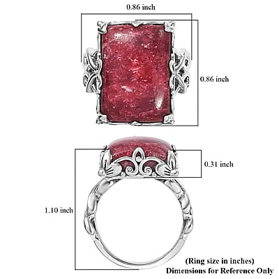 Premium Norwegian Thulite 19.10 ctw Branch Ring in Black Oxidized Sterling Silver (Size 10.0)