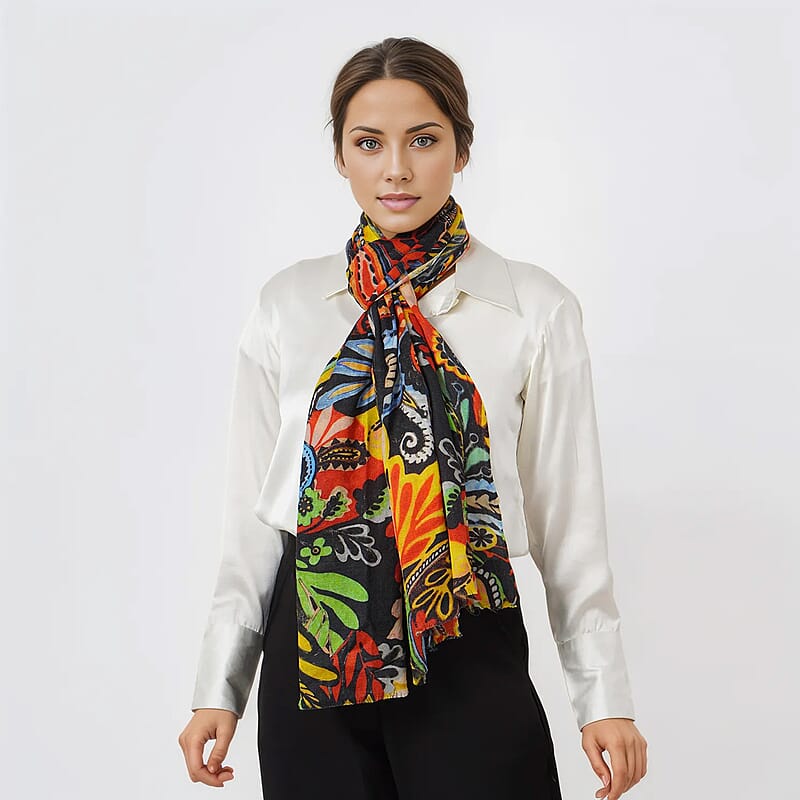 Multi Paisley La Marey 100% Cashmere Digitally Printed Scarf