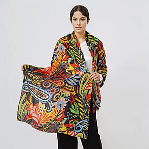 Multi Paisley La Marey 100% Cashmere Digitally Printed Scarf