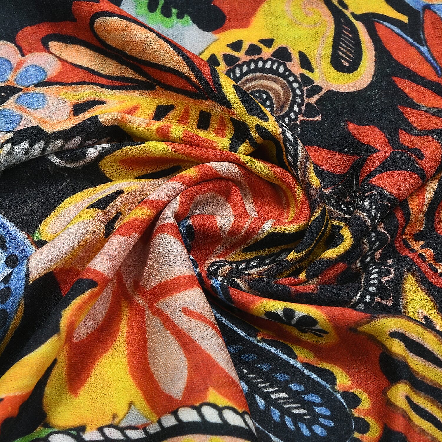 Multi Paisley La Marey 100% Cashmere Digitally Printed Scarf