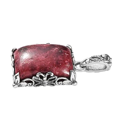 D'Joy Premium Norwegian Thulite 21.00 ctw Branch Pendant without Chain in Black Oxidized Sterling Silver
