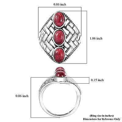 D'Joy Premium Norwegian Thulite 3.15 ctw Trilogy Ring in Black Oxidized Sterling Silver (Size 10.0)
