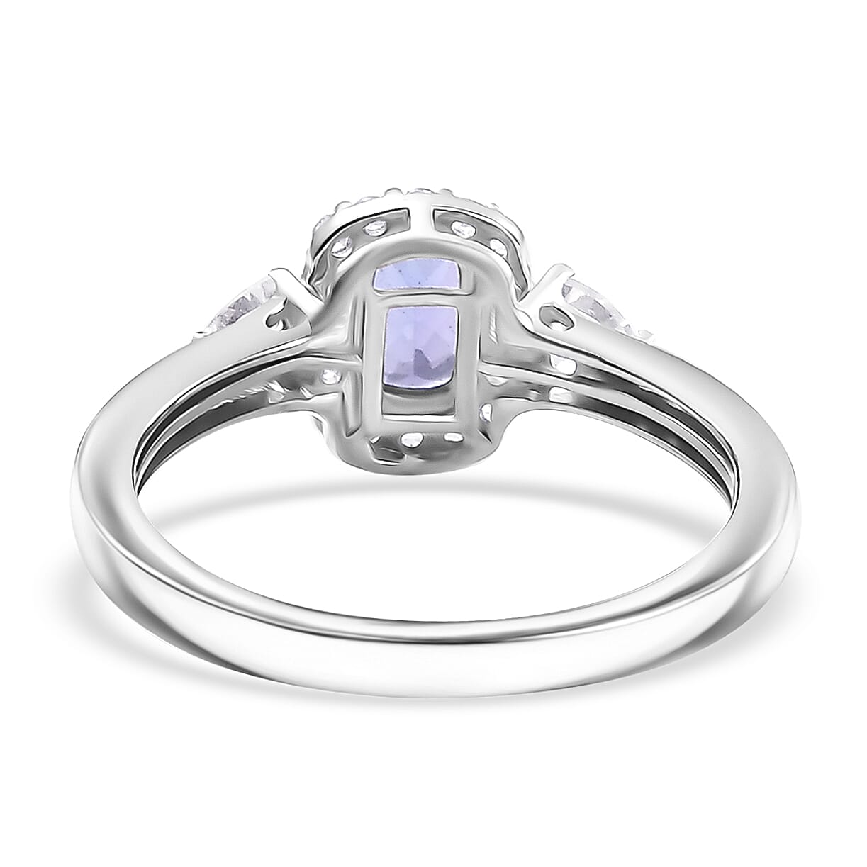 D'Joy Tanzanite and White Zircon 1.15 ctw Ring in Rhodium Over Sterling Silver (Size 6.0)