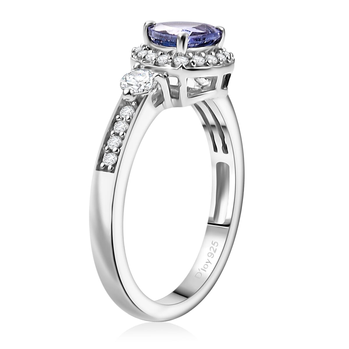 Tanzanite and White Zircon 1.25 ctw Ring in Rhodium Over Sterling Silver (Size 6.0) image number 3