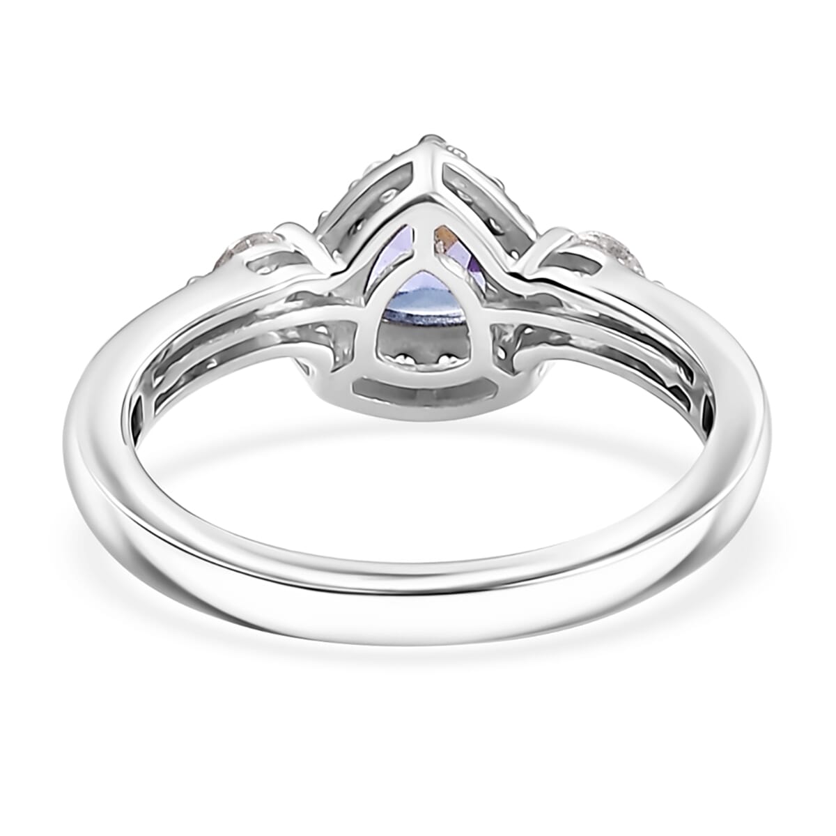 Tanzanite and White Zircon 1.25 ctw Ring in Rhodium Over Sterling Silver (Size 6.0) image number 4
