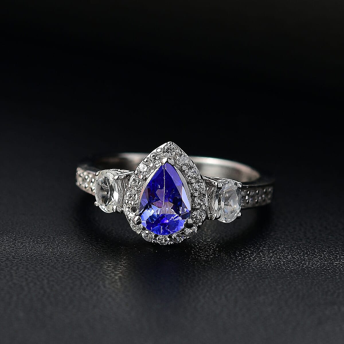 D'Joy Tanzanite and White Zircon 1.40 ctw Ring in Rhodium Over Sterling Silver (Size 5.0) image number 1