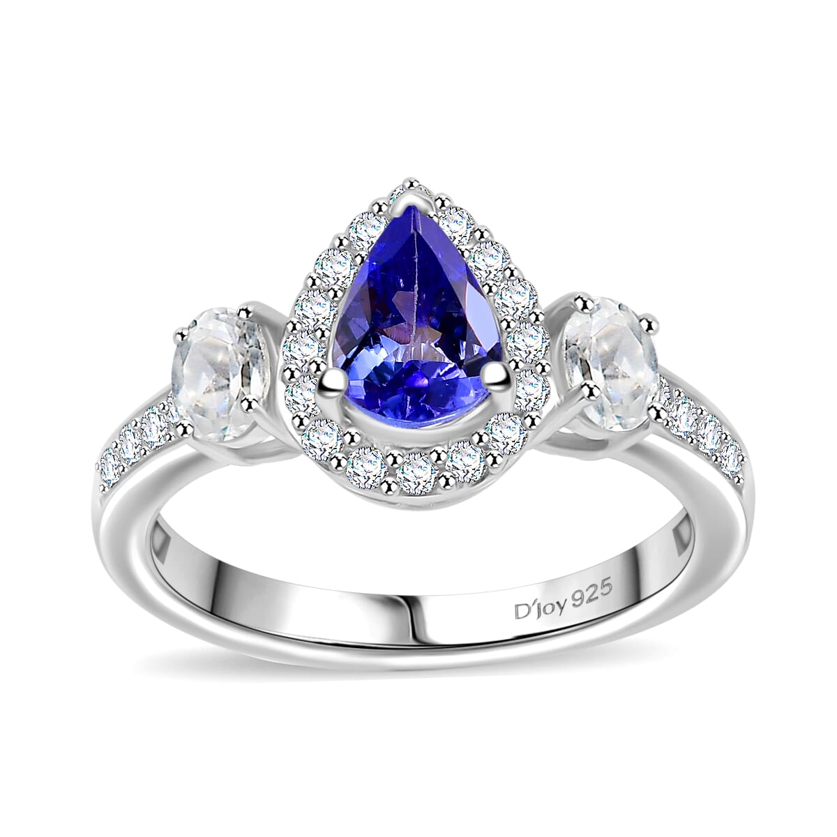Tanzanite and White Zircon 1.40 ctw Ring in Rhodium Over Sterling Silver (Size 9.0) image number 0