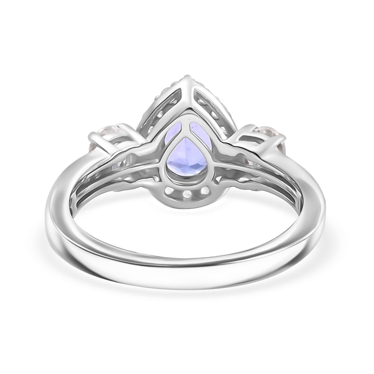 Tanzanite and White Zircon 1.40 ctw Ring in Rhodium Over Sterling Silver (Size 9.0) image number 4