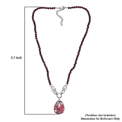 Karis Norwegian Thulite and Orissa Rhodolite Garnet 92.25 ctw Dragon Necklace in Platinum Bond 18 Inches