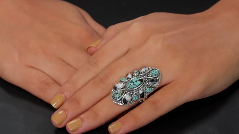 Artisan Crafted Blue Horizon Turquoise, White Buffalo Ring in Sterling Silver (Size 10.0) 10.10 ctw