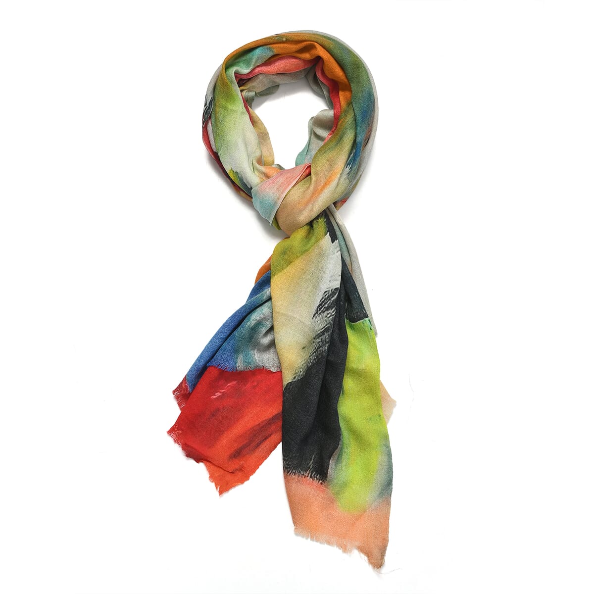 Multi Brushstroke La Marey 100% Cashmere Digitally Printed Scarf image number 4