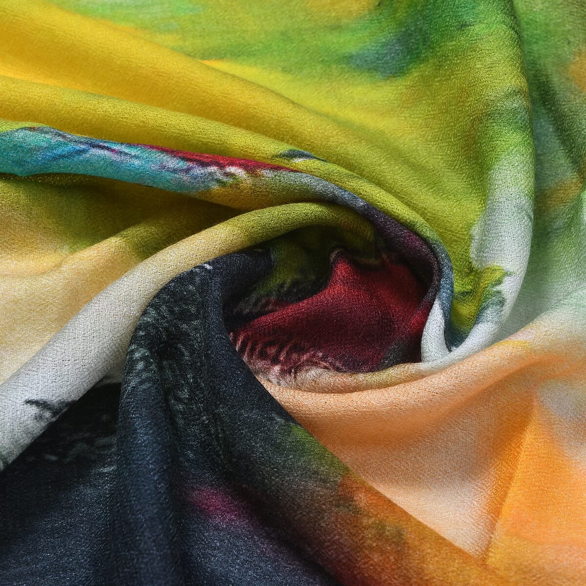Multi Brushstroke La Marey 100% Cashmere Digitally Printed Scarf image number 6