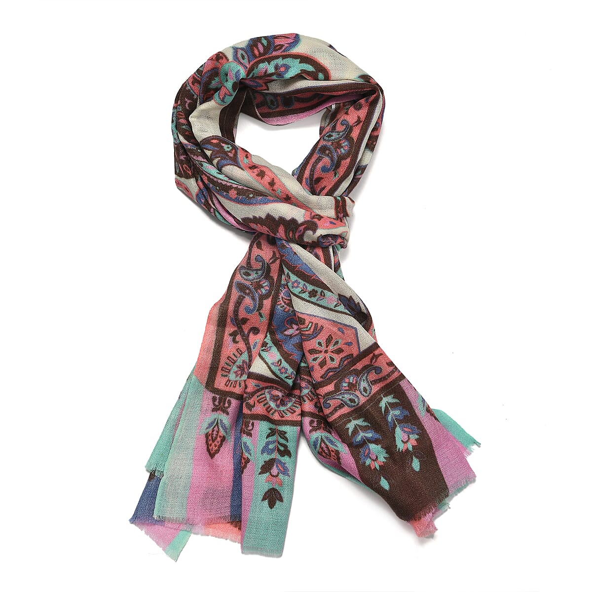 Multi Kaleidoscope La Marey 100% Cashmere Digitally Printed Scarf image number 4