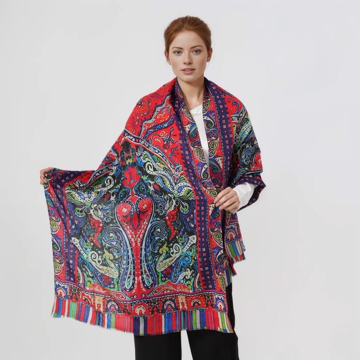 Pink Paisley La Marey 100% Cashmere Digitally Printed Scarf image number 1