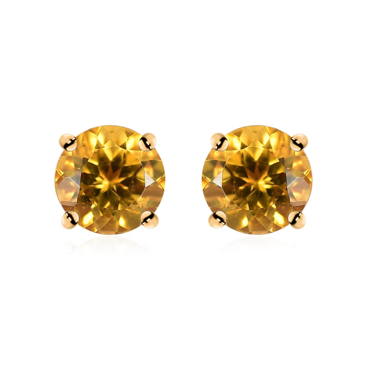 Doorbuster Luxoro AAA Brazilian Heliodor 1.60 ctw Solitaire Stud Earrings in 10K Yellow Gold image number 0