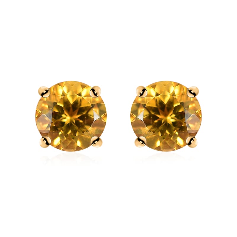 Luxoro AAA Brazilian Heliodor 1.60 ctw Solitaire Stud Earrings in 10K Yellow Gold