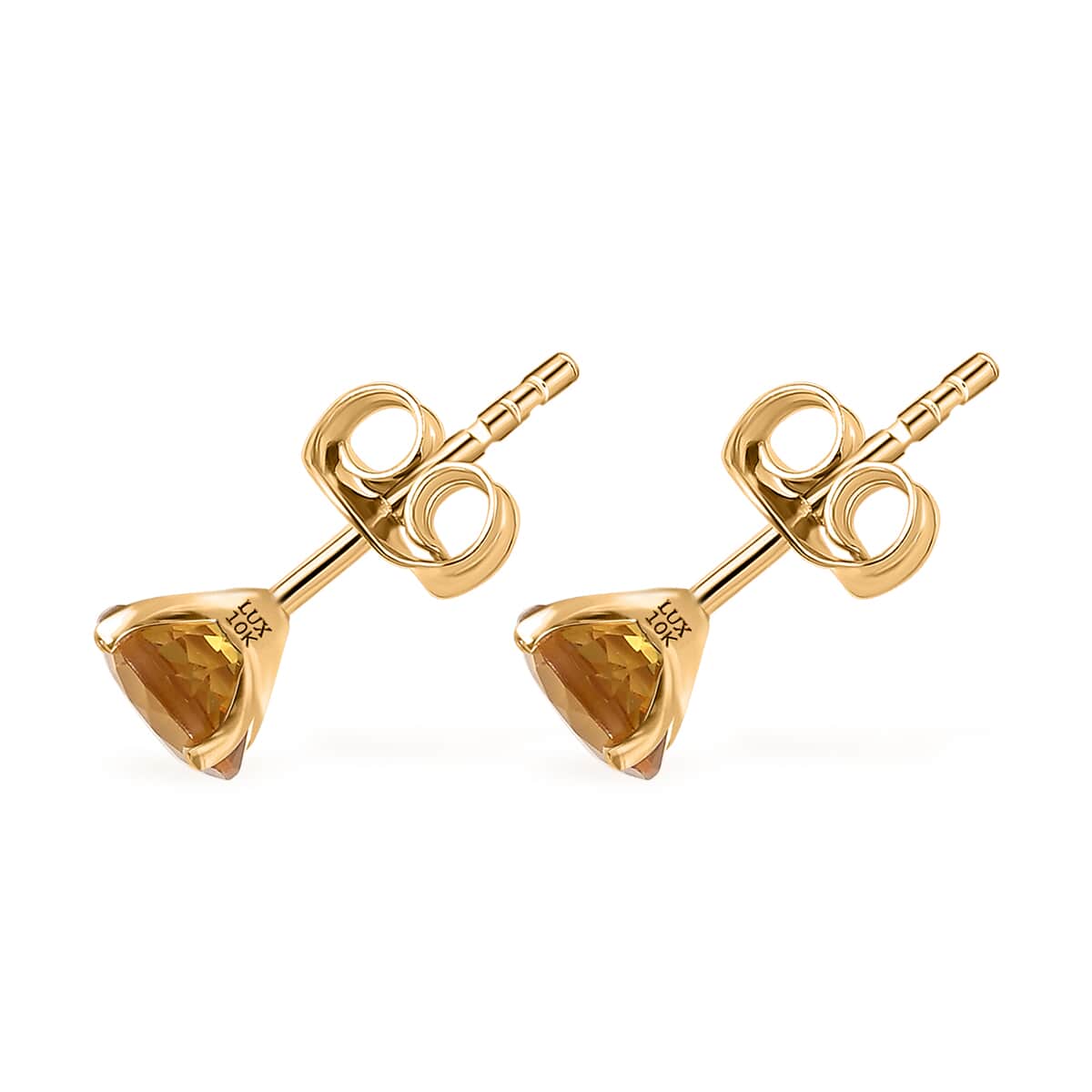 Doorbuster Luxoro AAA Brazilian Heliodor 1.60 ctw Solitaire Stud Earrings in 10K Yellow Gold image number 3