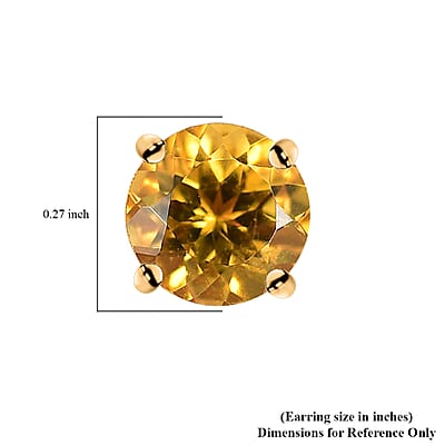 Luxoro AAA Brazilian Heliodor 1.60 ctw Solitaire Stud Earrings in 10K Yellow Gold