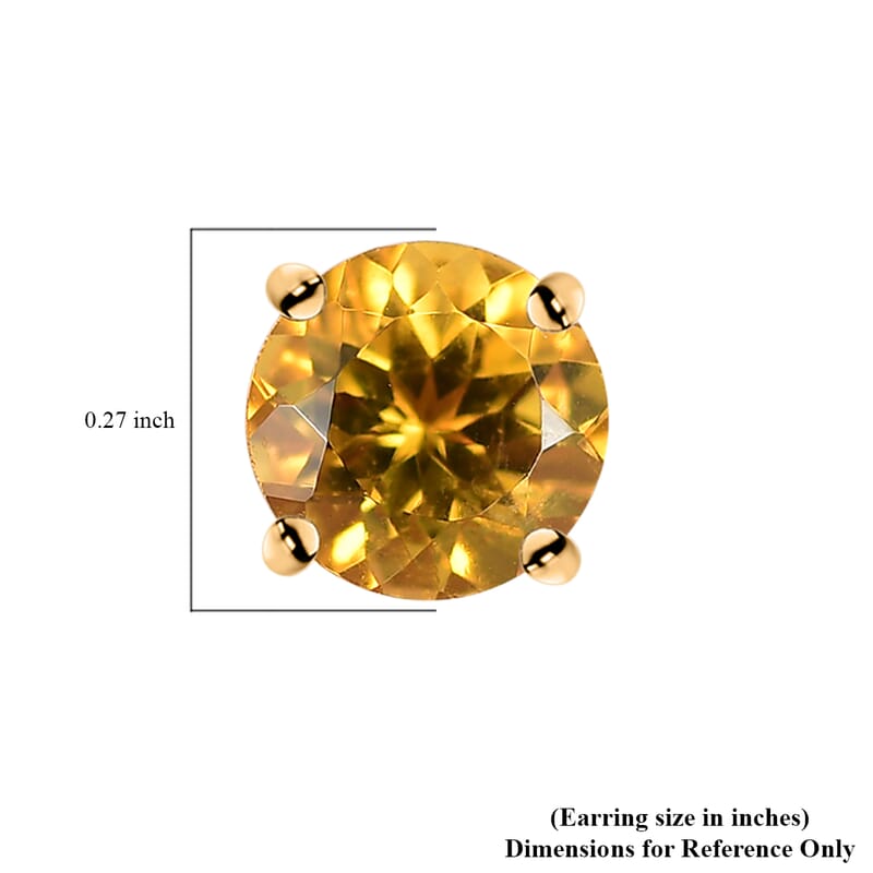 Luxoro AAA Brazilian Heliodor 1.60 ctw Solitaire Stud Earrings in 10K Yellow Gold