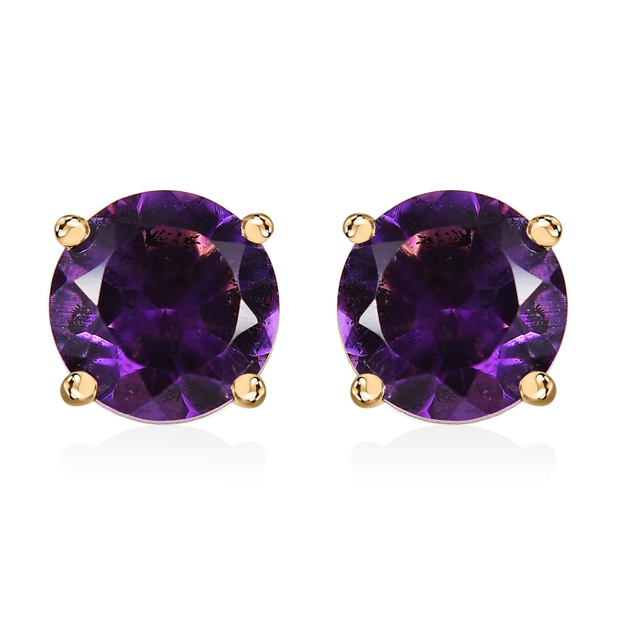 Luxoro AAA Moroccan Amethyst 1.60 ctw Solitaire Stud Earrings in 10K Yellow Gold image number 0