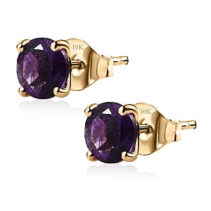 Luxoro AAA Moroccan Amethyst 1.60 ctw Solitaire Stud Earrings in 10K Yellow Gold