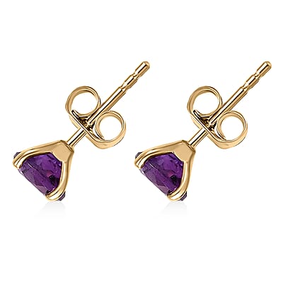 Luxoro AAA Moroccan Amethyst 1.60 ctw Solitaire Stud Earrings in 10K Yellow Gold