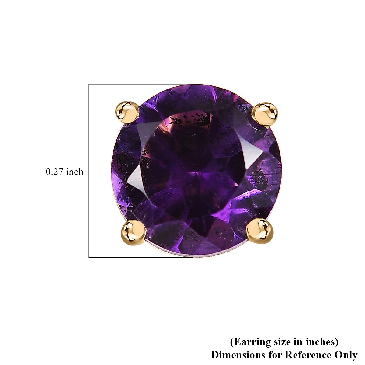 Luxoro AAA Moroccan Amethyst 1.60 ctw Solitaire Stud Earrings in 10K Yellow Gold