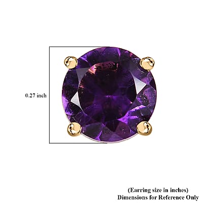 Luxoro AAA Moroccan Amethyst 1.60 ctw Solitaire Stud Earrings in 10K Yellow Gold