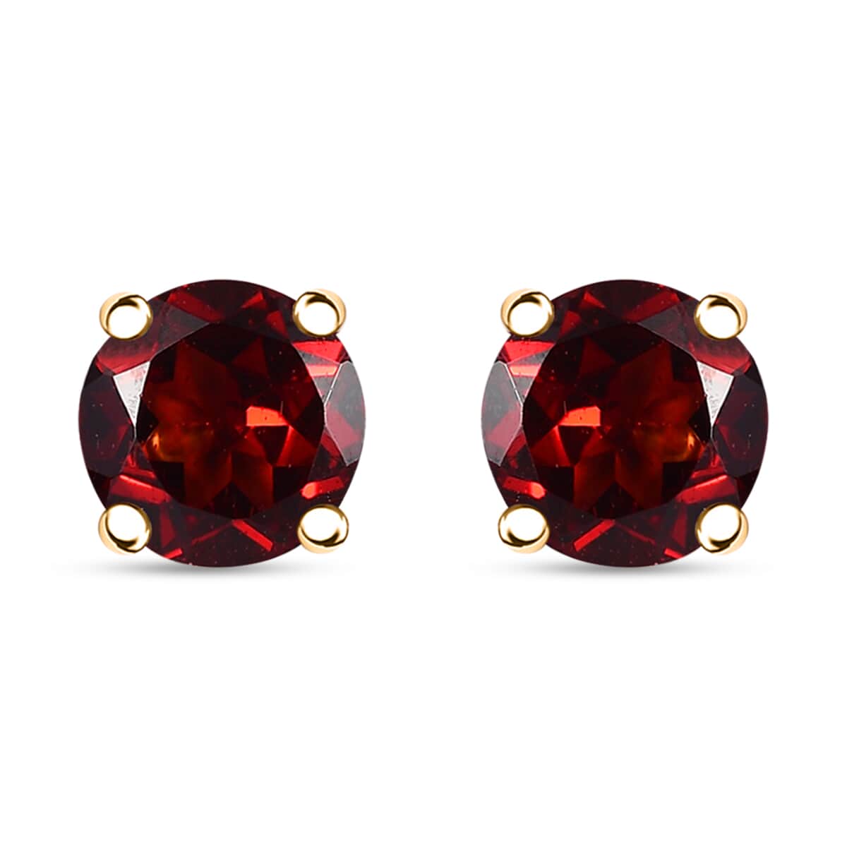 Luxoro AAA Mozambique Garnet 1.70 ctw Solitaire Stud Earrings in 10K Yellow Gold image number 0