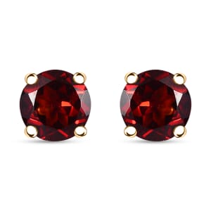 Luxoro AAA Mozambique Garnet 1.70 ctw Solitaire Stud Earrings in 10K Yellow Gold