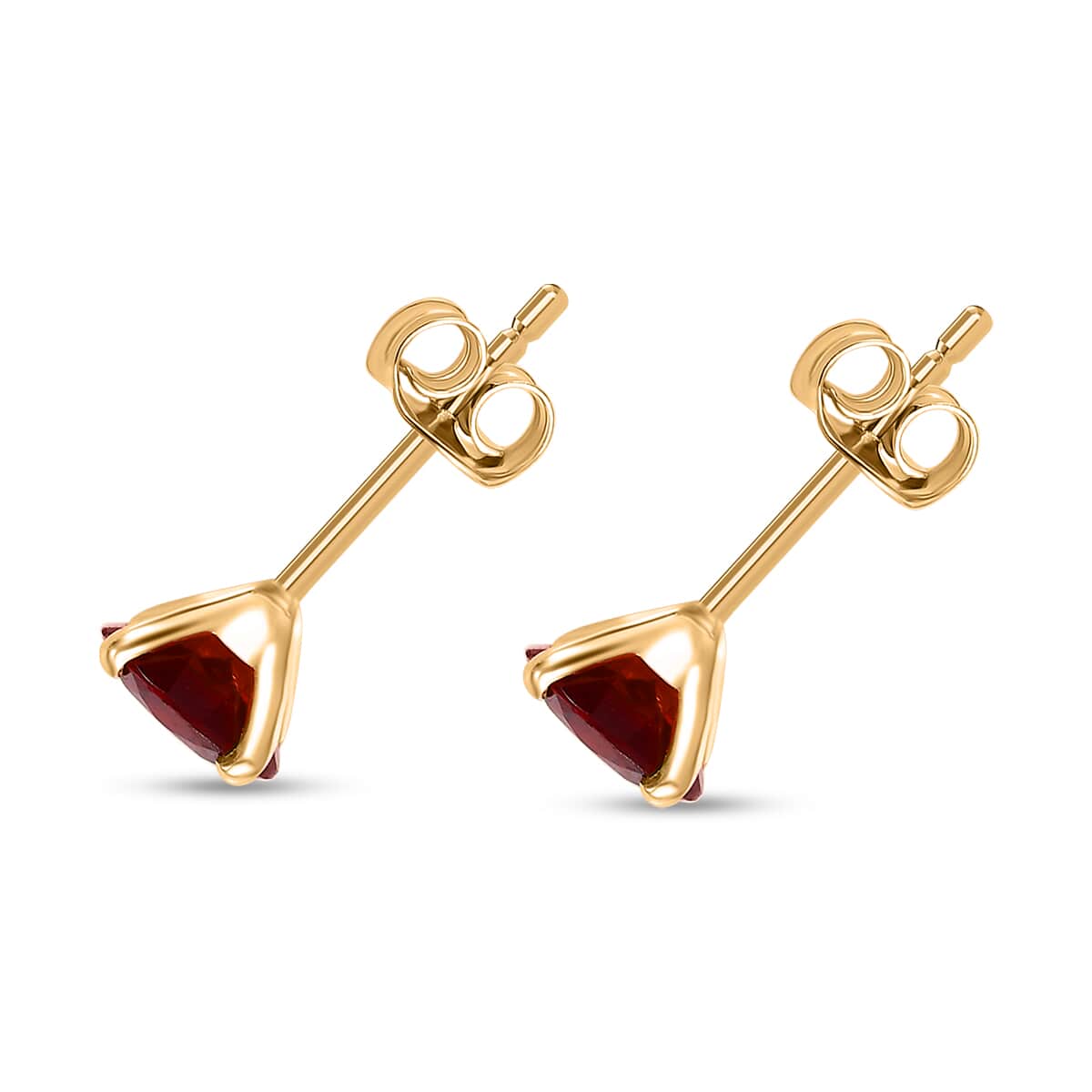 Luxoro AAA Mozambique Garnet 1.70 ctw Solitaire Stud Earrings in 10K Yellow Gold image number 3