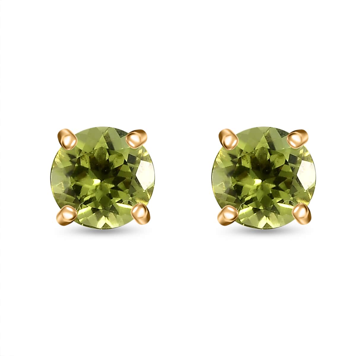 Luxoro AAA Peridot 1.70 ctw Solitaire Stud Earrings in 10K Yellow Gold image number 0