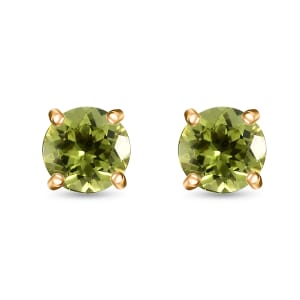 Luxoro AAA Peridot 1.70 ctw Solitaire Stud Earrings in 10K Yellow Gold