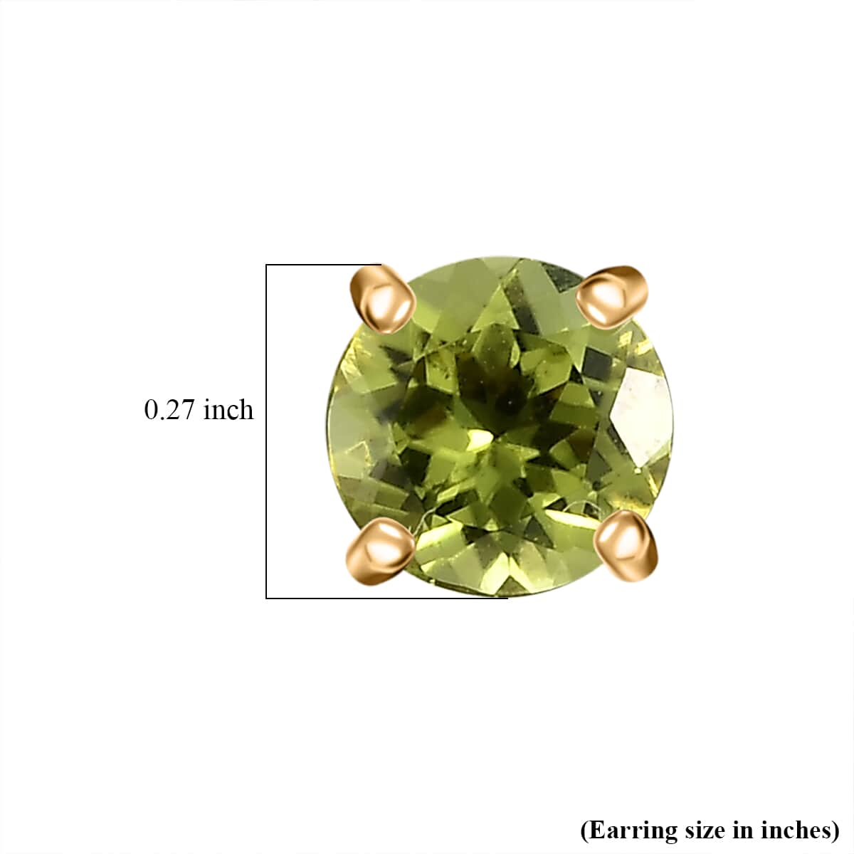 Luxoro AAA Peridot 1.70 ctw Solitaire Stud Earrings in 10K Yellow Gold image number 4