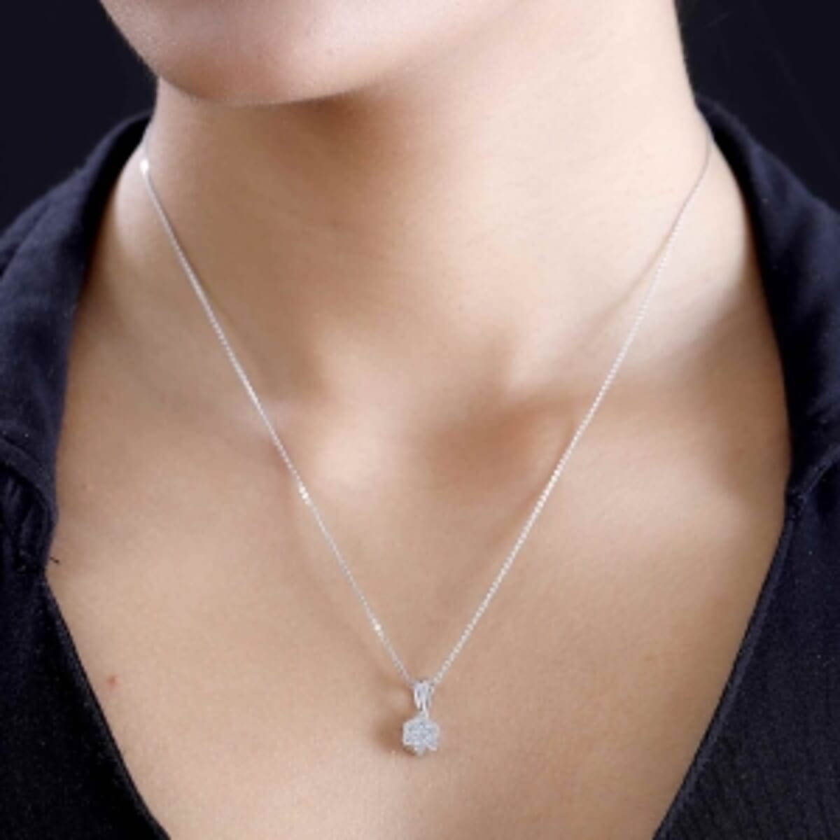 Lab Grown Diamond (F-SI) 0.51 ctw Pendant in Platinum Over Sterling Silver image number 1