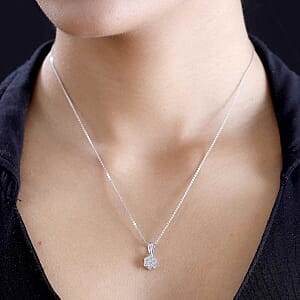Lab Grown Diamond (F-SI) 0.51 ctw Pendant in Platinum Over Sterling Silver